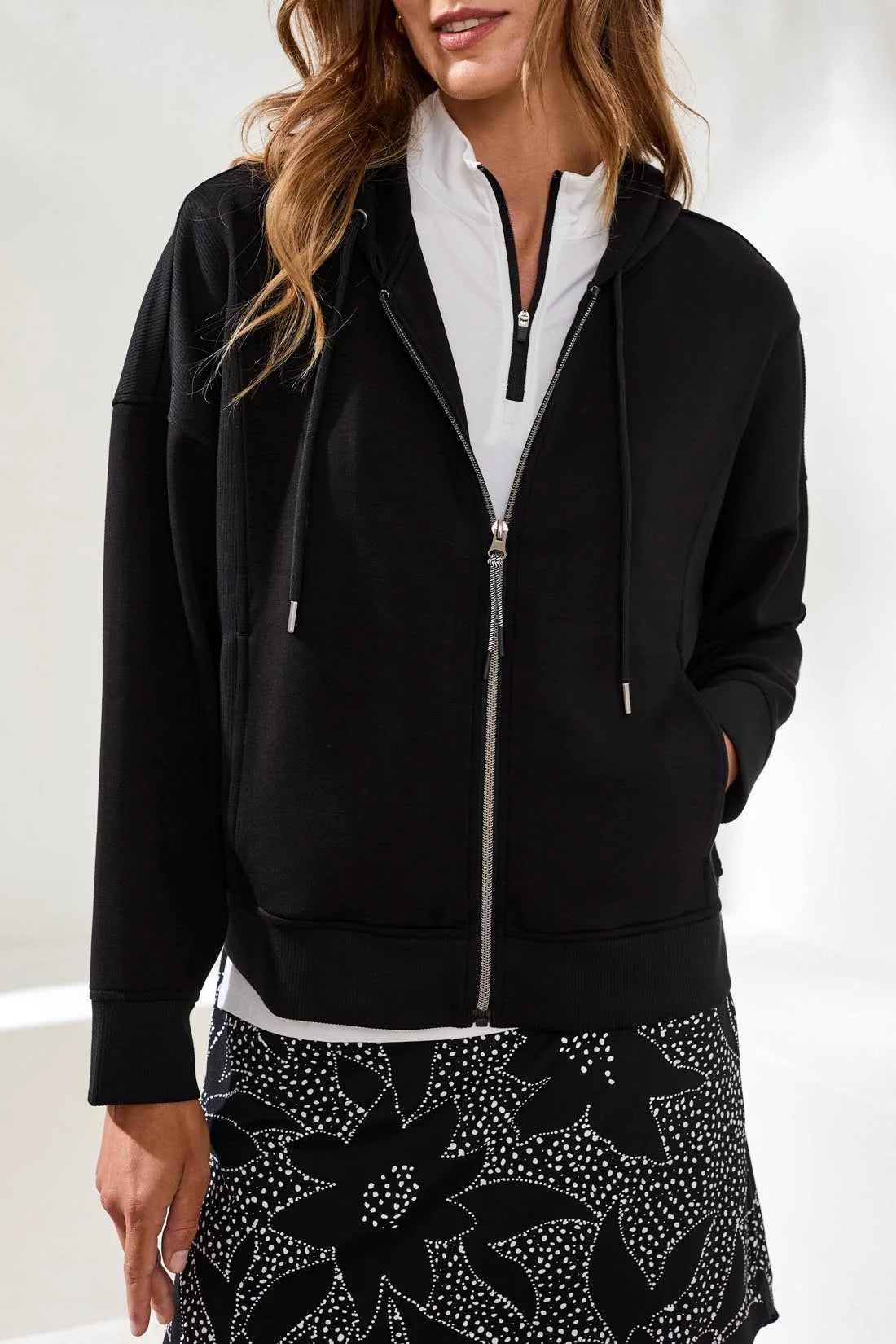 Tribal Women's Techno Lux Combo Hooded Cardigan