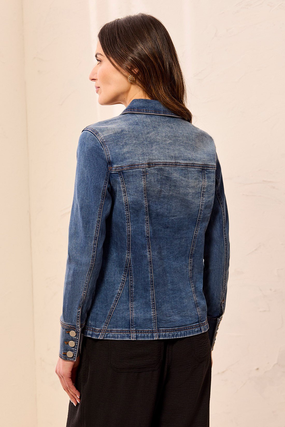 Tribal Women's Denim Insert Detail Fitted Jacket - Dusk