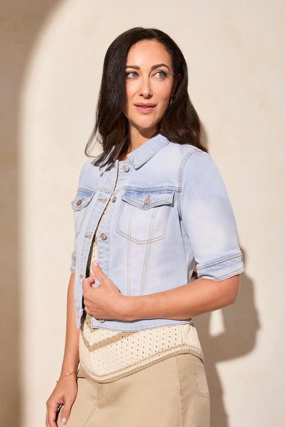 Tribal Women's Elbow Sleeve Denim Jacket - A&M Clothing & Shoes - Westlock