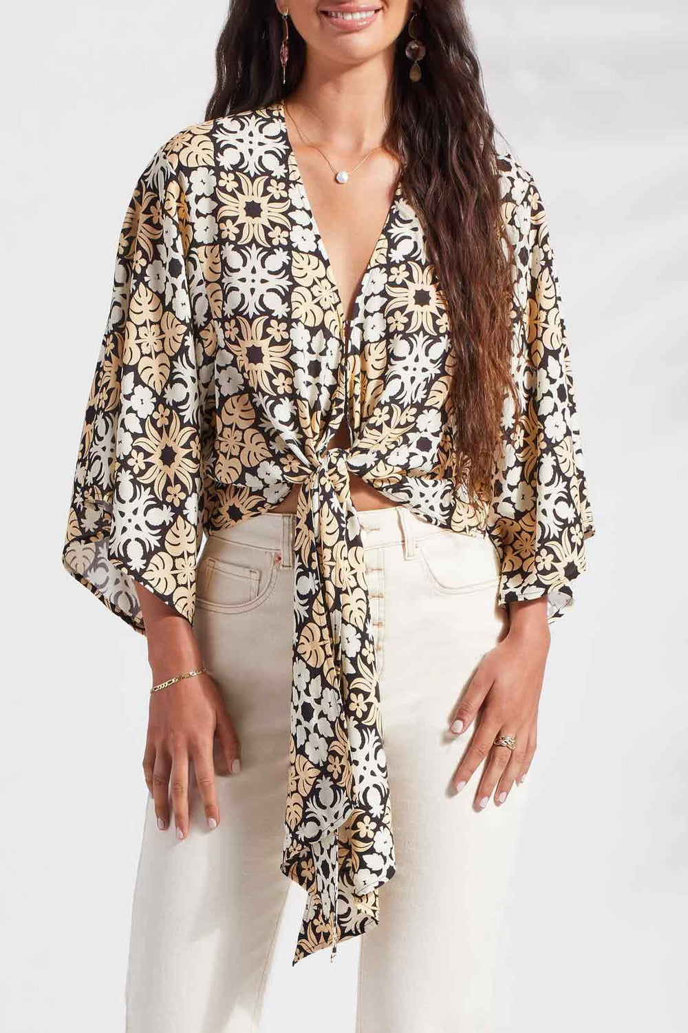 Tribal Women's Front Tie Kimono Top - A&M Clothing & Shoes - Westlock