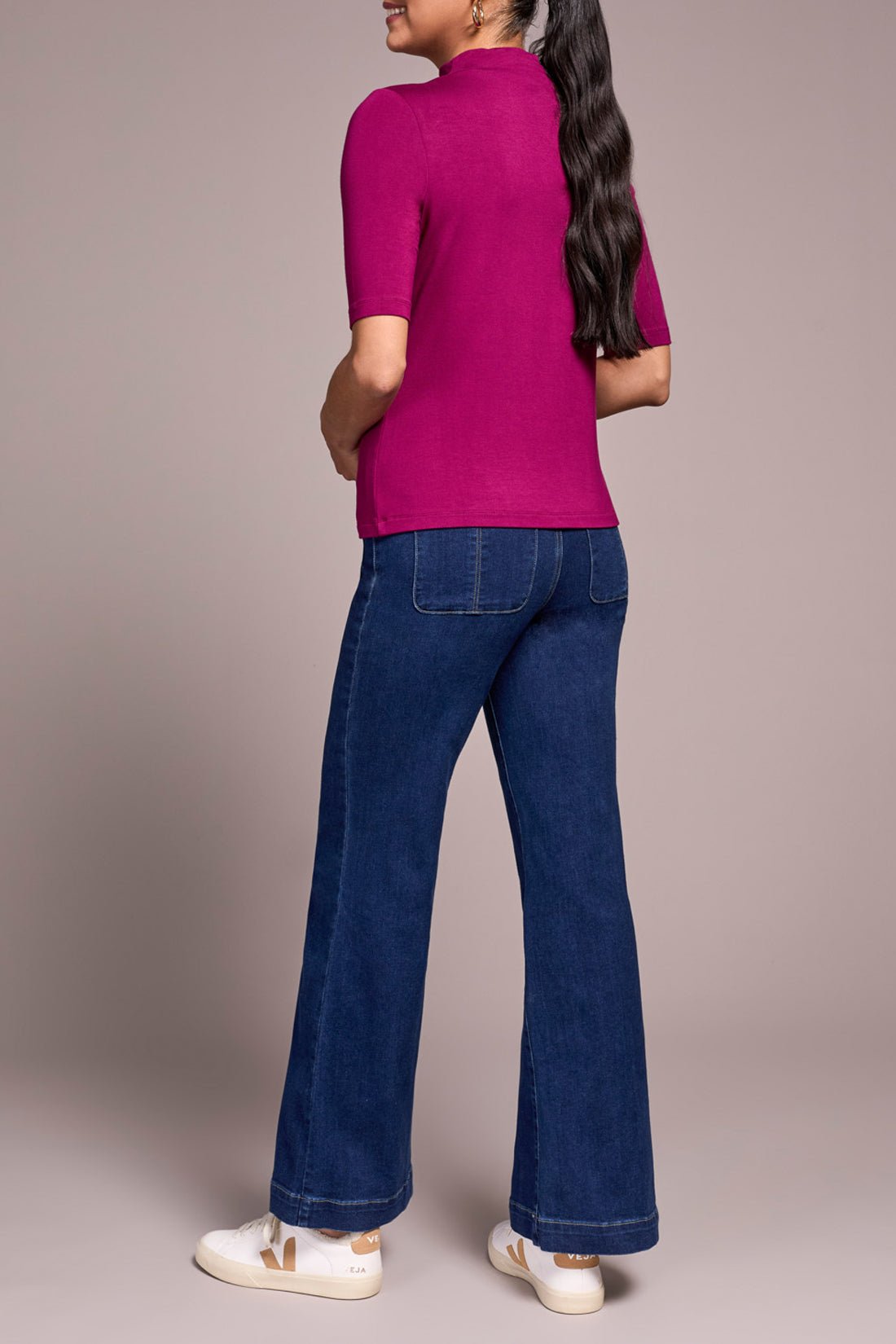 Tribal Women's Funnel Neck Elbow Sleeve Knit Top - A&M Clothing & Shoes - Westlock