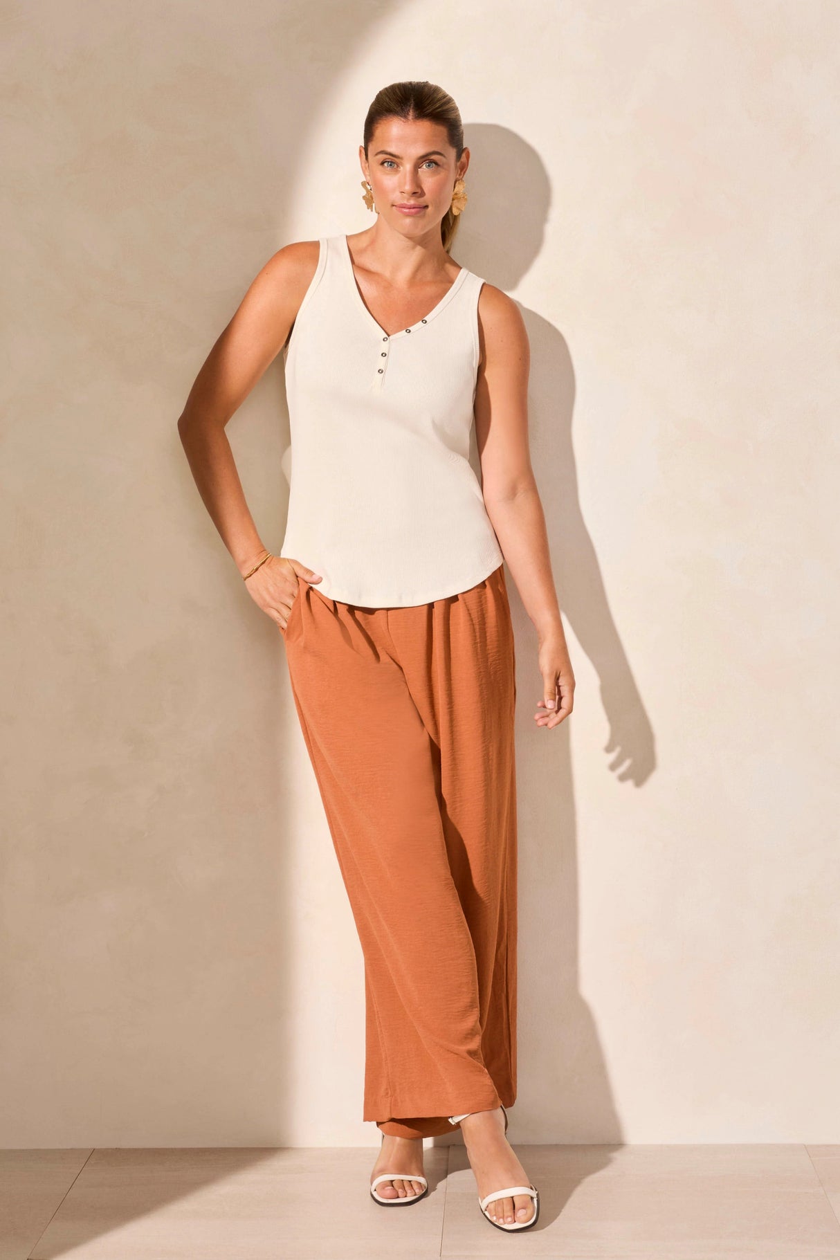Tribal Women's Henley Tank Top - A&M Clothing & Shoes - Westlock