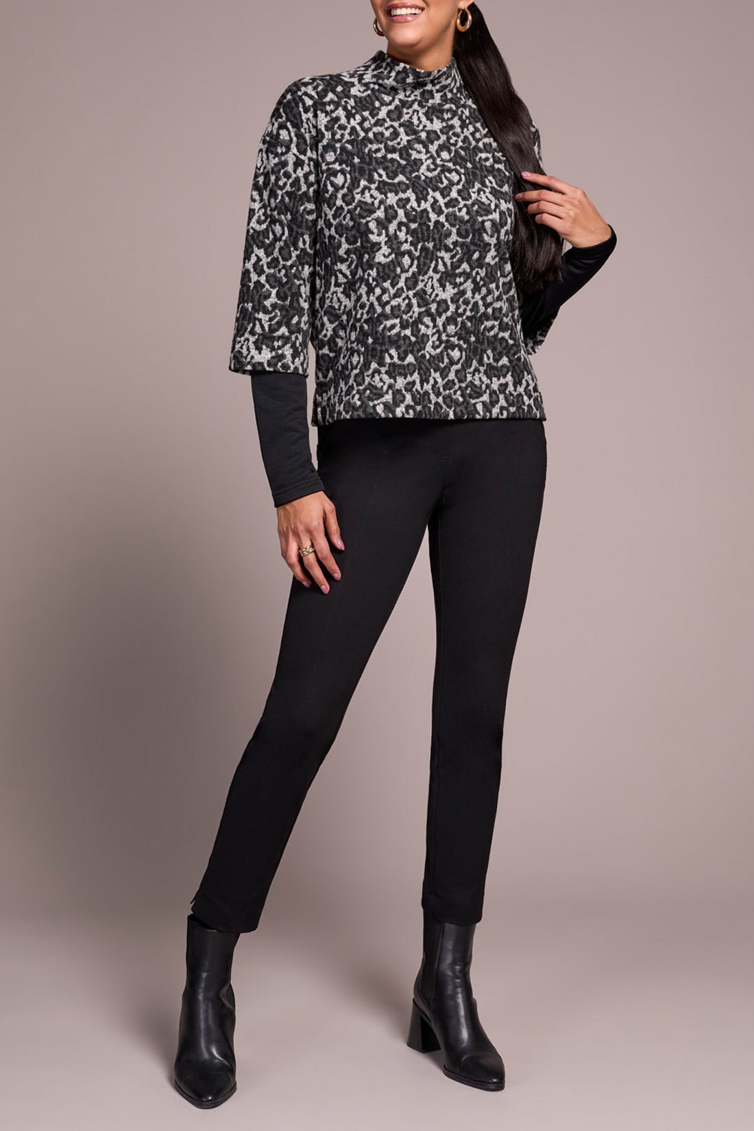 Tribal Women's Long Sleeve Mock Neck Top - A&M Clothing & Shoes - Westlock