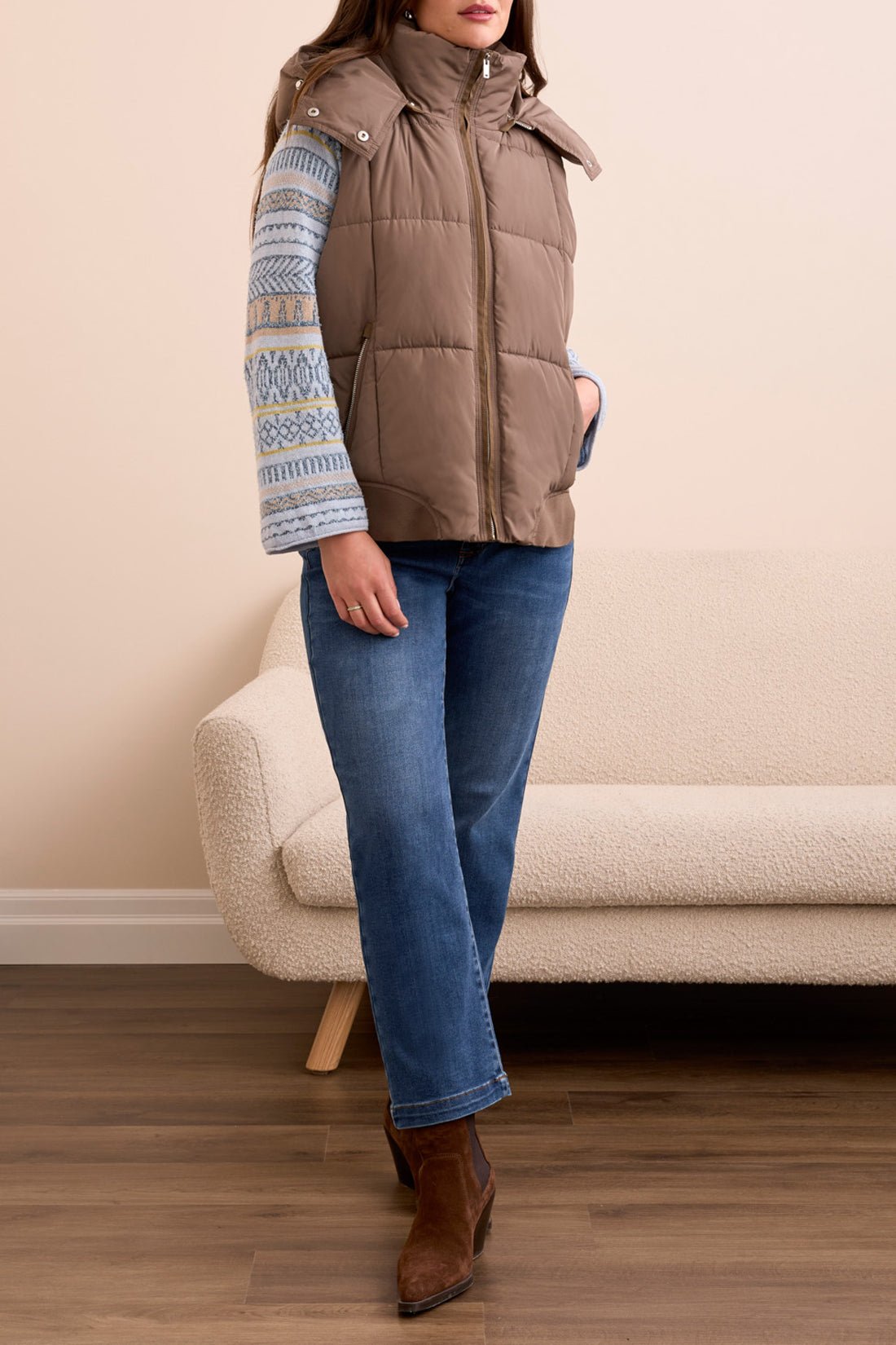 Tribal Women's Quilted Removable Hood Vest - A&M Clothing & Shoes - Westlock