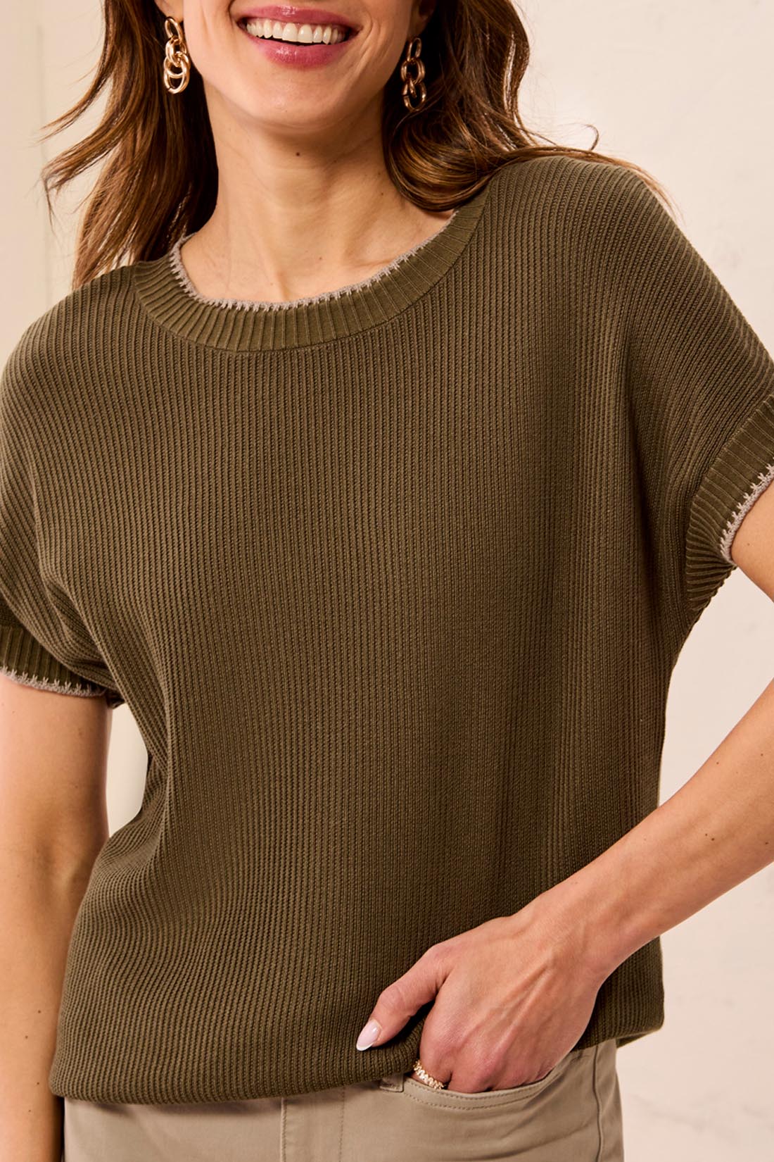 Tribal Women's Soft Cotton Blend Cap Sleeve Top With Topstitch - A&M Clothing and Shoes