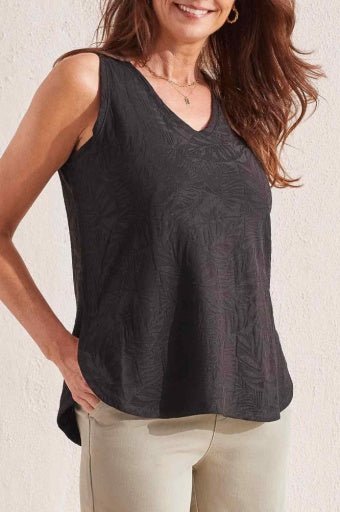 Tribal Women's Textured V - Neck Tank - A&M Clothing & Shoes - Westlock