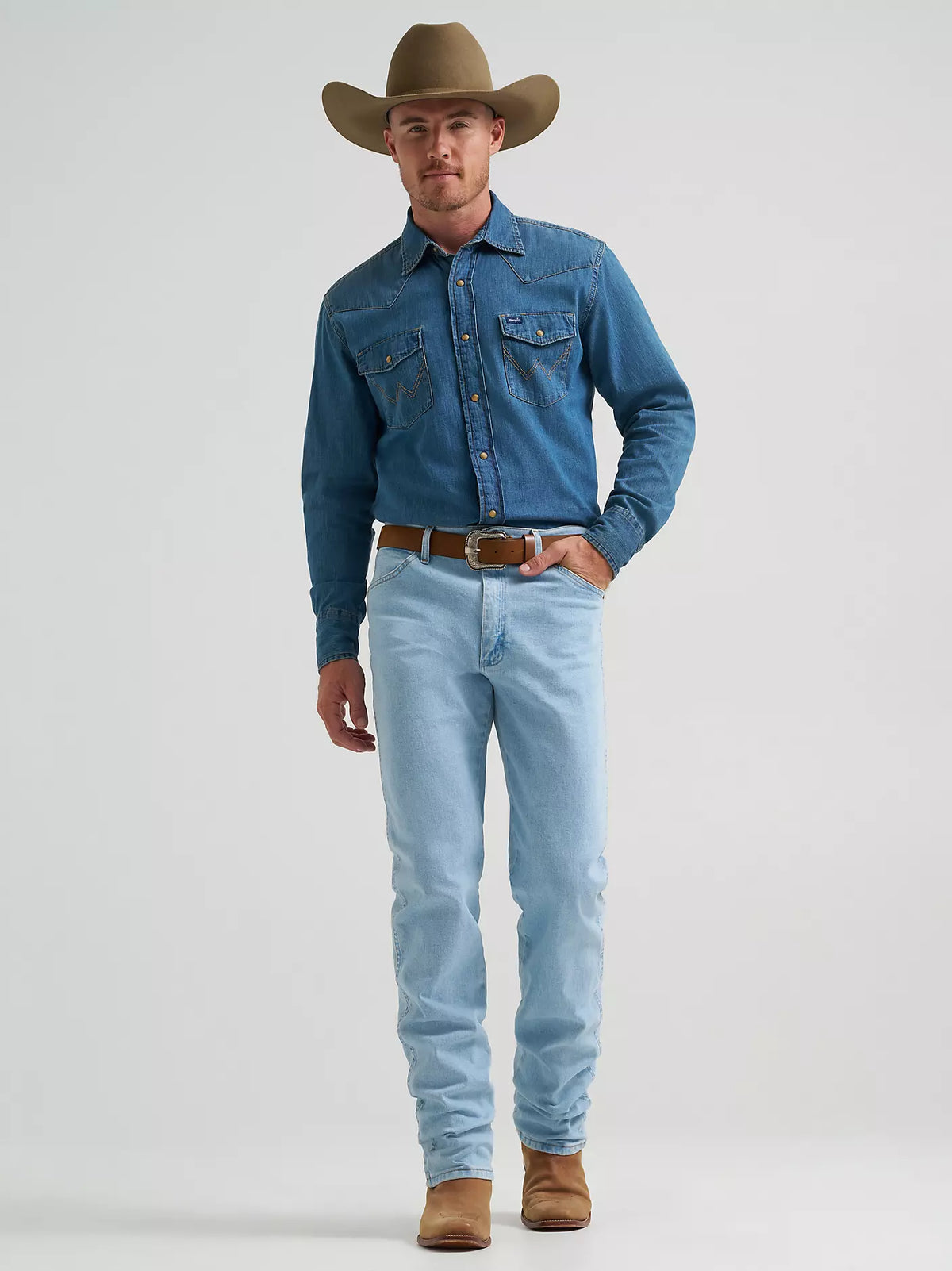 Wrangler Men's Denim Long Sleeve Snap Shirt