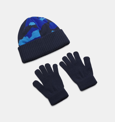 Under Armour Youth Boys Beanie/Glove Combo - Midnight/Blue Atlantis