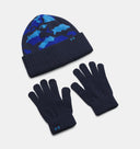 Under Armour Youth Boys Beanie/Glove Combo - Midnight/Blue Atlantis