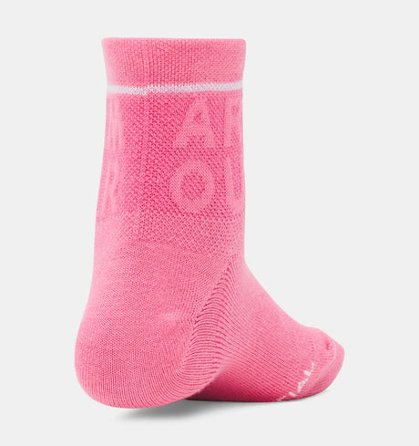 UA Boys/Girls Essential Quarter 6pk Socks - Super Pink/Transparent