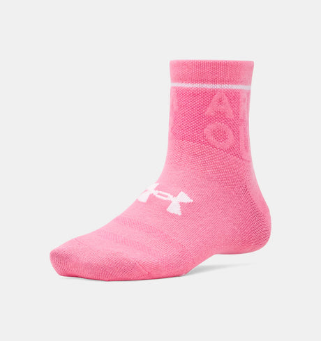 UA Boys/Girls Essential Quarter 6pk Socks - Super Pink/Transparent
