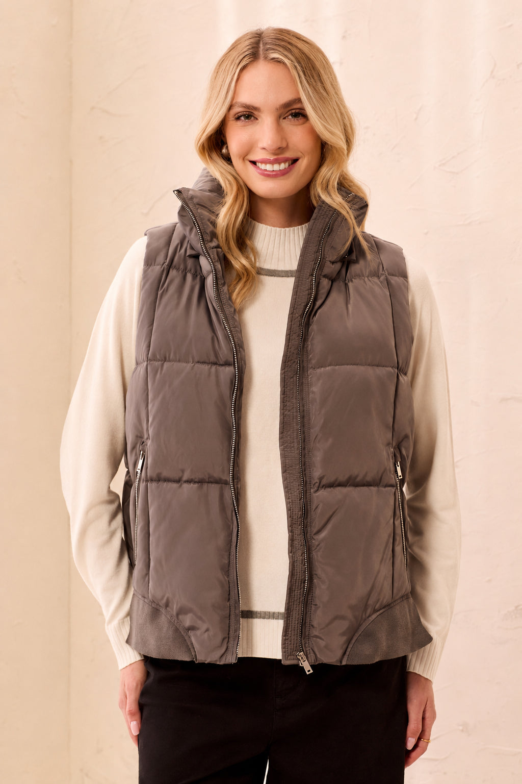 Tribal Women's Quilted Removable Hood Vest