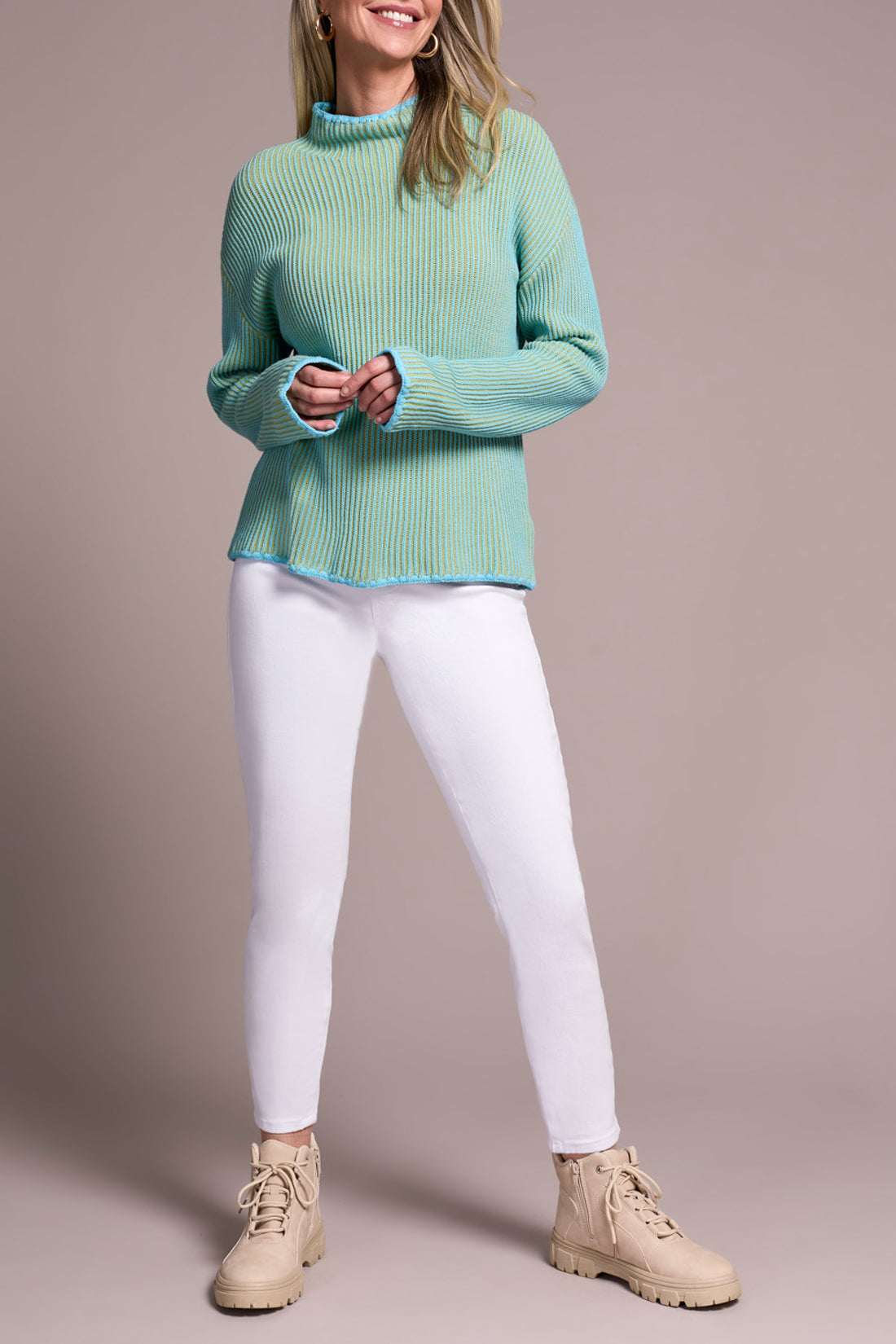 Tribal Women's Long Sleeve Funnel Neck Sweater