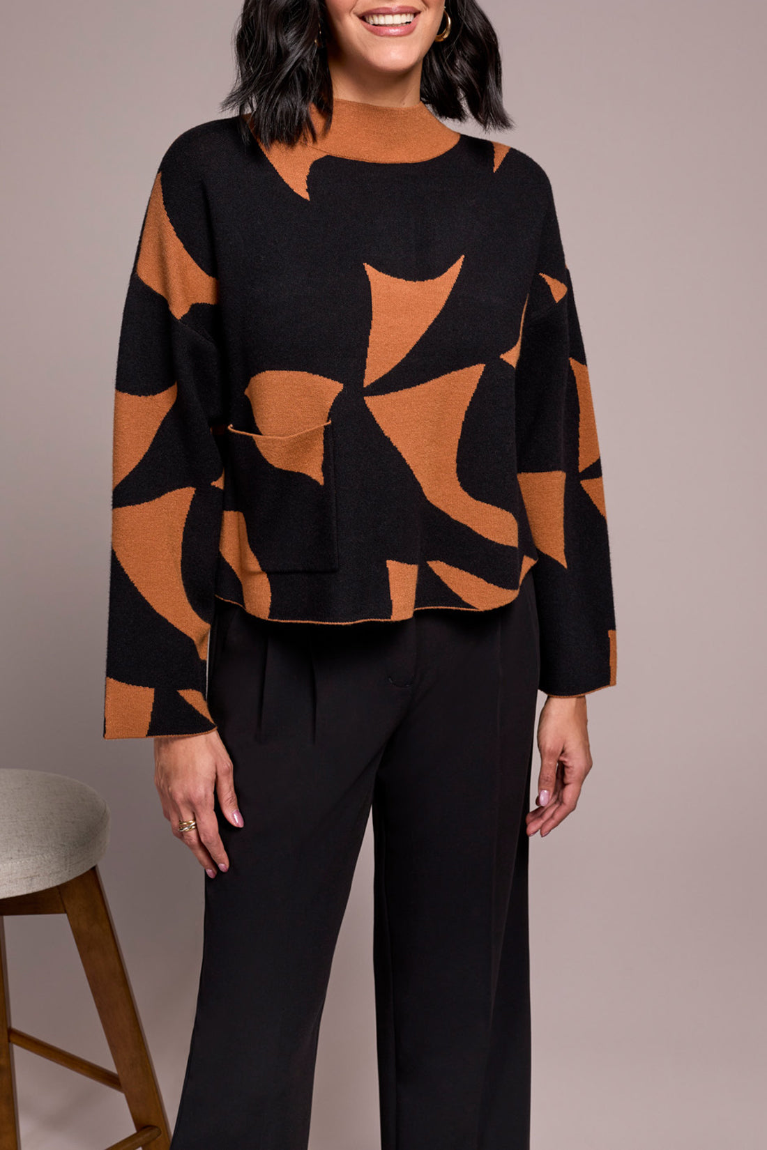 Tribal Women's Long Sleeve Mock Neck Sweater