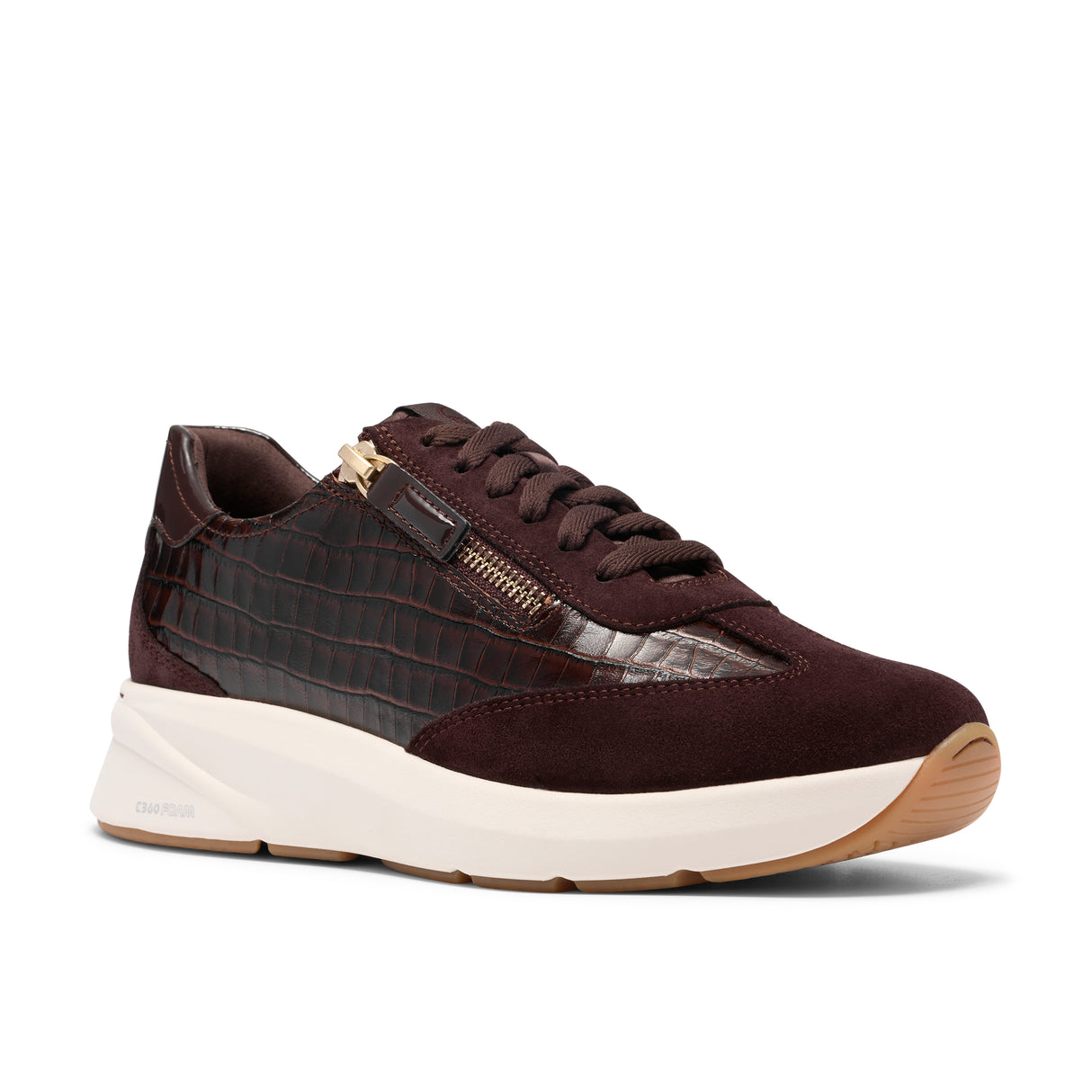 Clarks Women's Code R Run Dark Brown Combi Sneakers