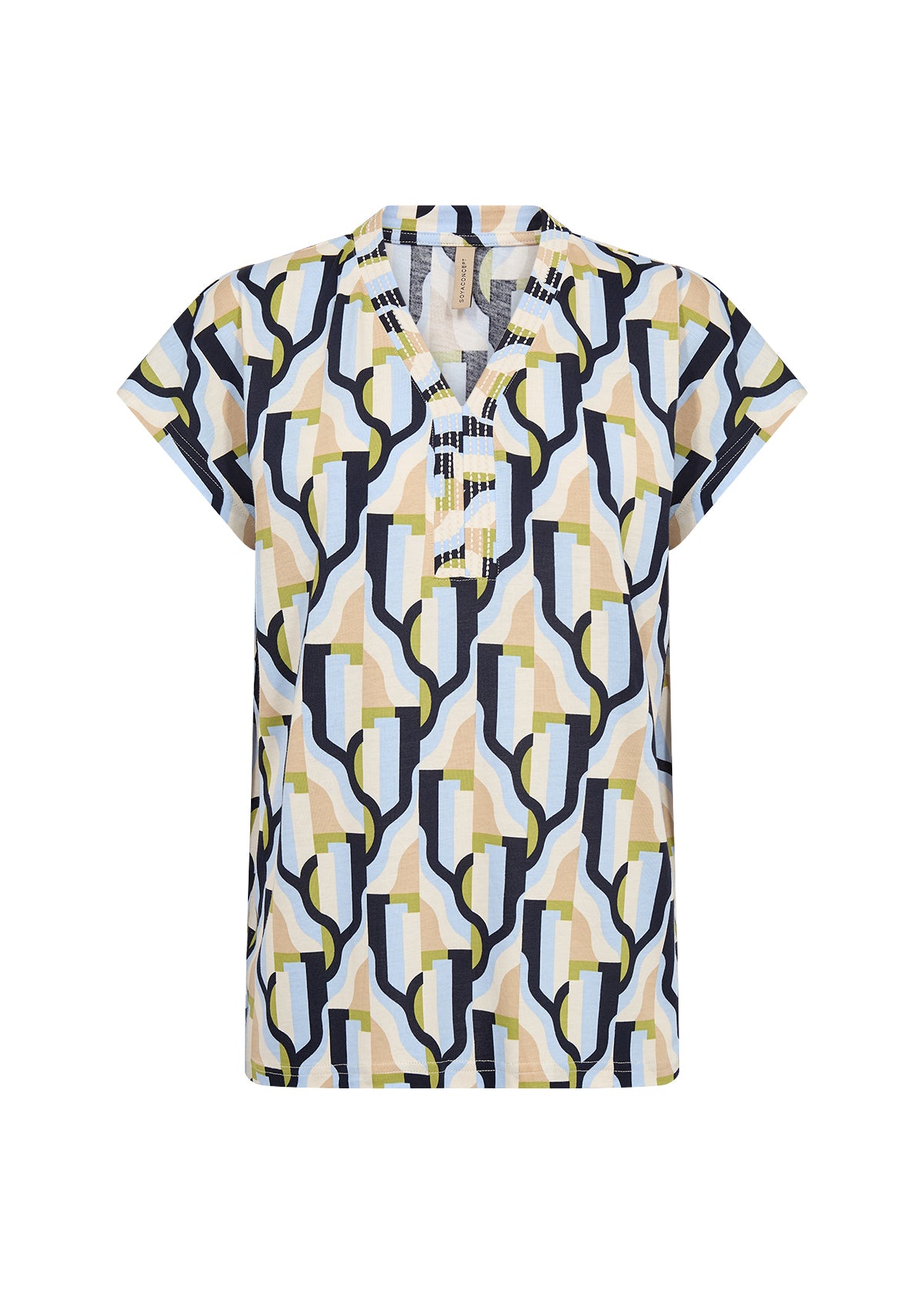 Soyaconcept Women's Felicity Aop 533 Embroidery Short Sleeve Top