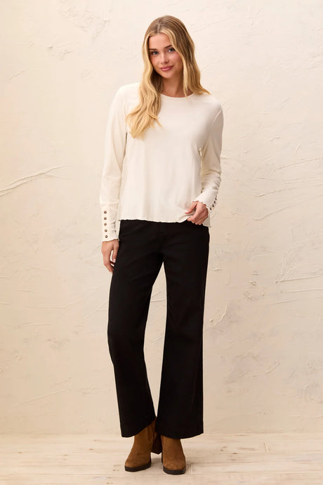 Tribal Women's Soft Viscose Long Sleeve Button Cuff Knit Top