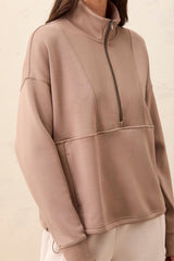 Tribal Women's Long Sleeve Mock Neck Zipper Top