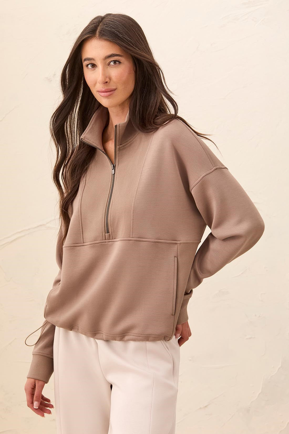 Tribal Women's Long Sleeve Mock Neck Zipper Top