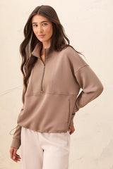 Tribal Women's Long Sleeve Mock Neck Zipper Top