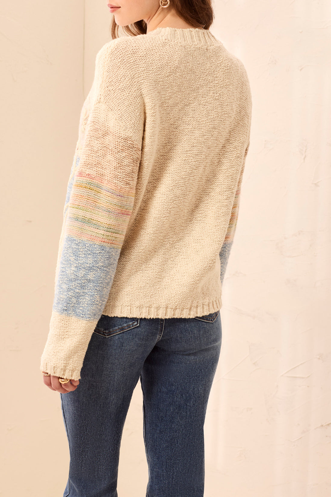 Tribal Women's Long Sleeve Crew Neck Embroidery Sweater