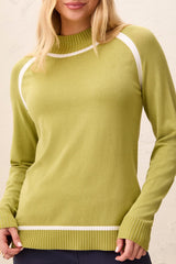 Tribal Women's LS Mock Neck Tipping Detail Sweater