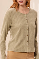 Tribal Women's Long Sleeve Crew Neck Cardigan