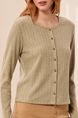 Tribal Women's Long Sleeve Crew Neck Cardigan