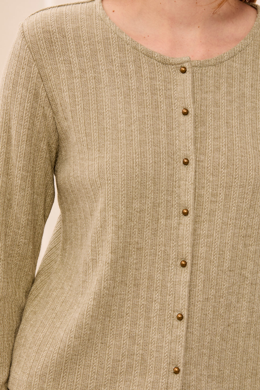 Tribal Women's Long Sleeve Crew Neck Cardigan