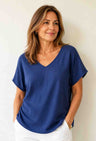 Julia Divina Women's Short Sleeve V-Neck Top