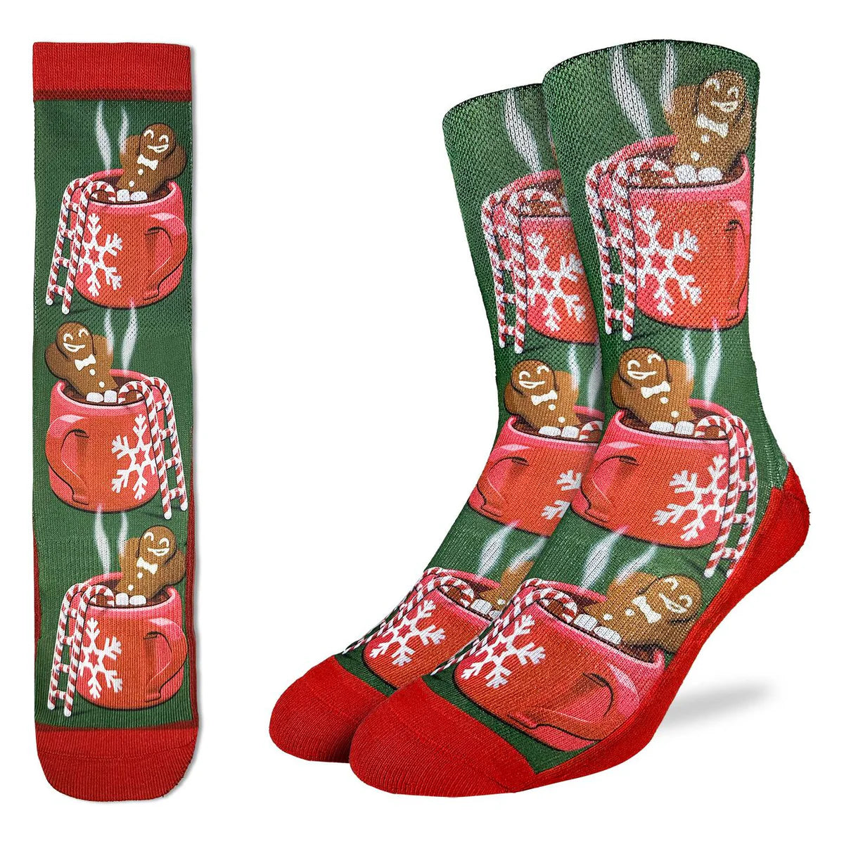 Good Luck Sock Men's Gingerbread Man in Hot Chocolate Socks