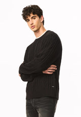 Buffalo Men's Wicap Cable Knit Crew Neck Sweater