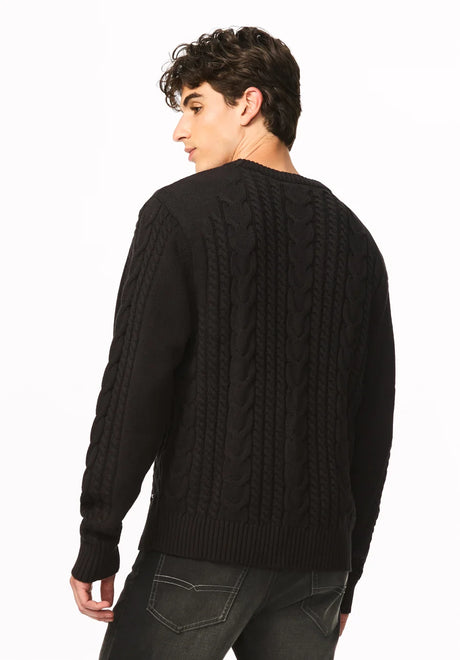 Buffalo Men's Wicap Cable Knit Crew Neck Sweater