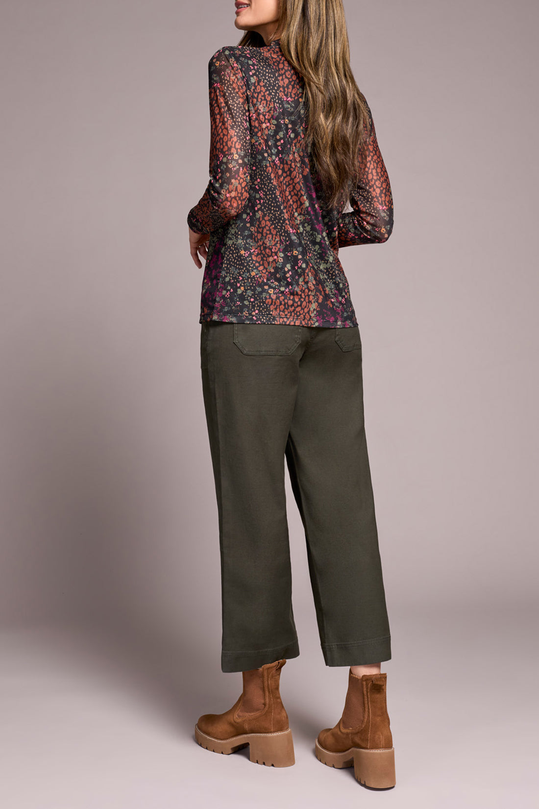 Tribal Women's Mesh Turtleneck Lined Top