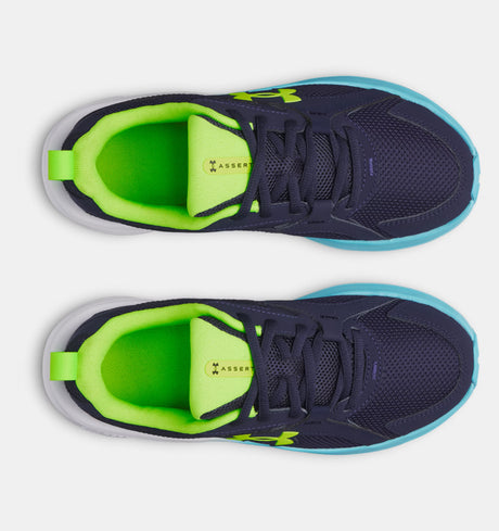 Under Armour Youth Boys Assert 11 Running Shoes - Navy/Green