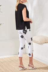 Tribal Women's Mixed Media Cap Sleeve V-Neck T-Blouse