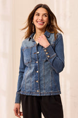 Tribal Women's Denim Insert Detail Fitted Jacket