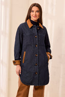 Tribal Women's Quilted Denim Suede Collar Jacket