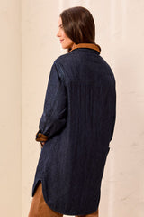 Tribal Women's Quilted Denim Suede Collar Jacket