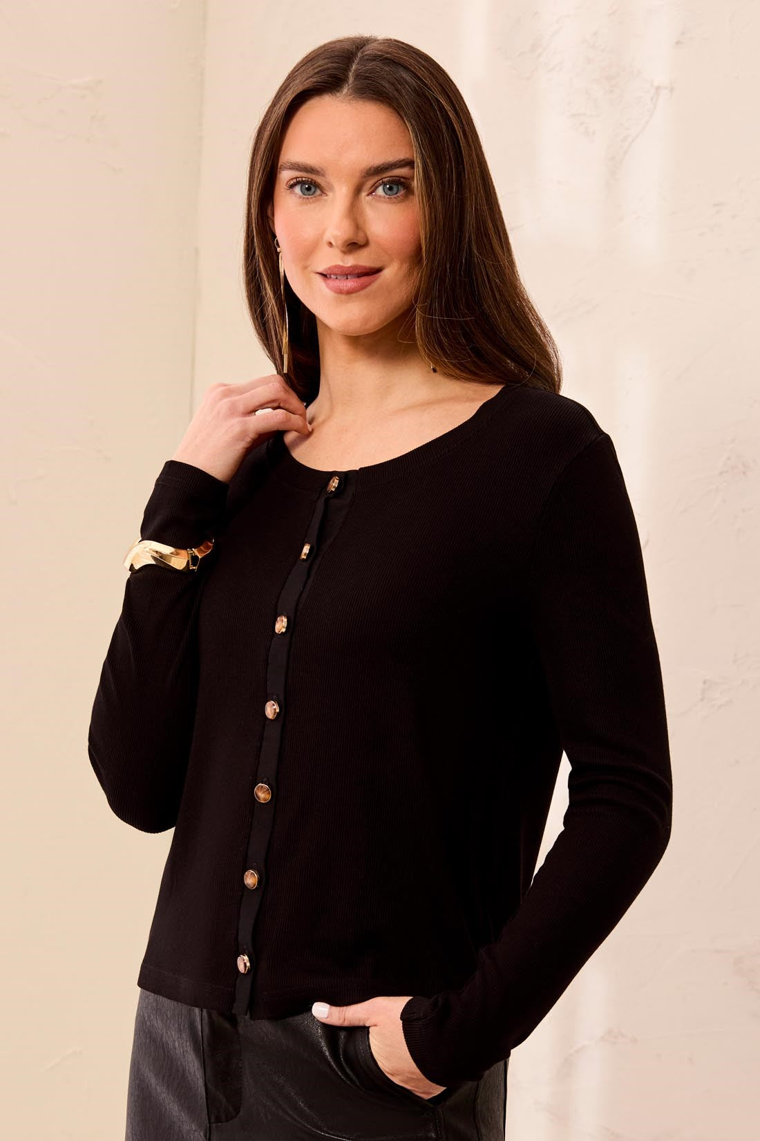 Tribal Women's Wear 2 Ways Fancy Buttons Cardi Top