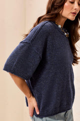 Tribal Women's Lightweight Drop Shoulder Elbow Sleeve Sweater
