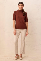 Tribal Women's Funnel Neck Elbow Sleeve Knit Top