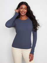 Charlie B Women's Tencel Rib Long Sleeve Crew Neck Top