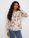 Charlie B Women's Long Sleeve Rounded Hem Crew Sweater