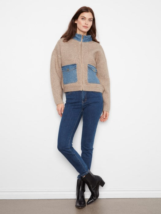 Charlie B Women's Long Sleeve Zipped Sweater Jacket