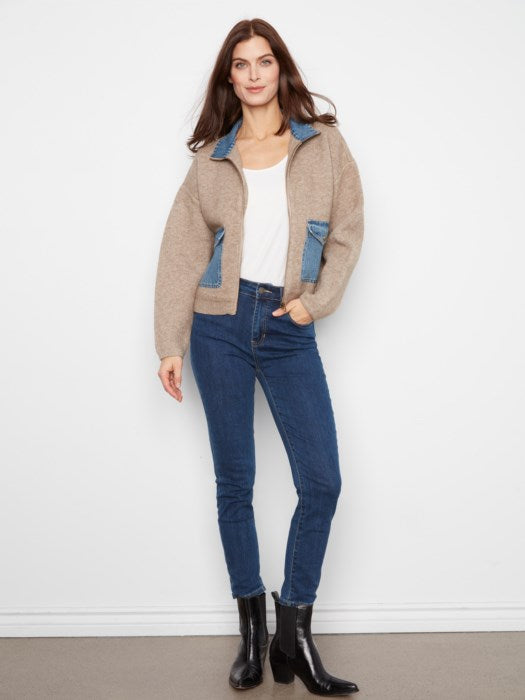 Charlie B Women's Long Sleeve Zipped Sweater Jacket