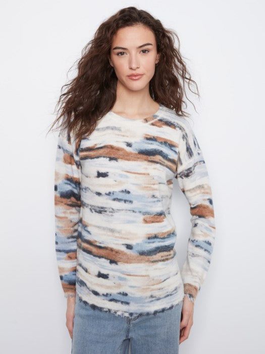 Charlie B Women's LS Drop Shoulder Reversible Crew Sweater