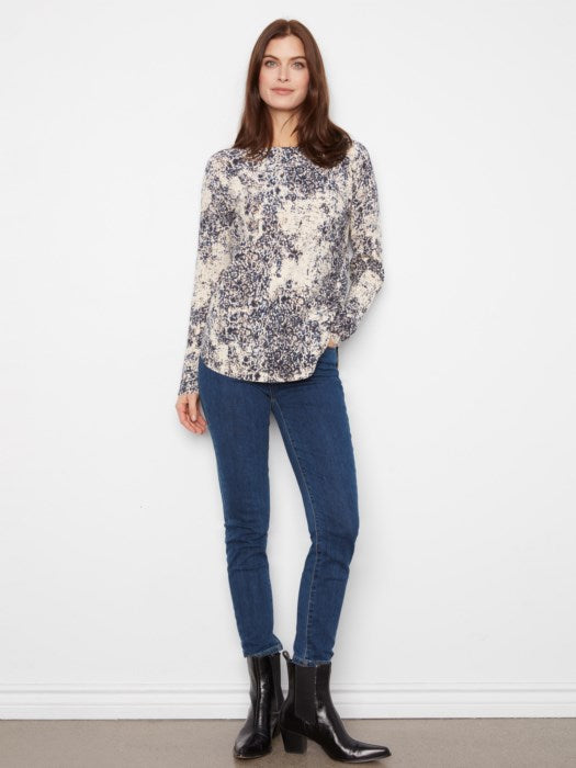 Charlie B Women's LS Drop Shoulder Boat Neck Pocket Sweater
