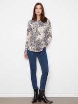 Charlie B Women's LS Drop Shoulder Boat Neck Pocket Sweater