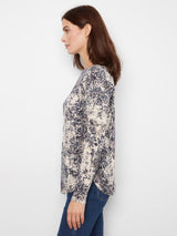 Charlie B Women's LS Drop Shoulder Boat Neck Pocket Sweater